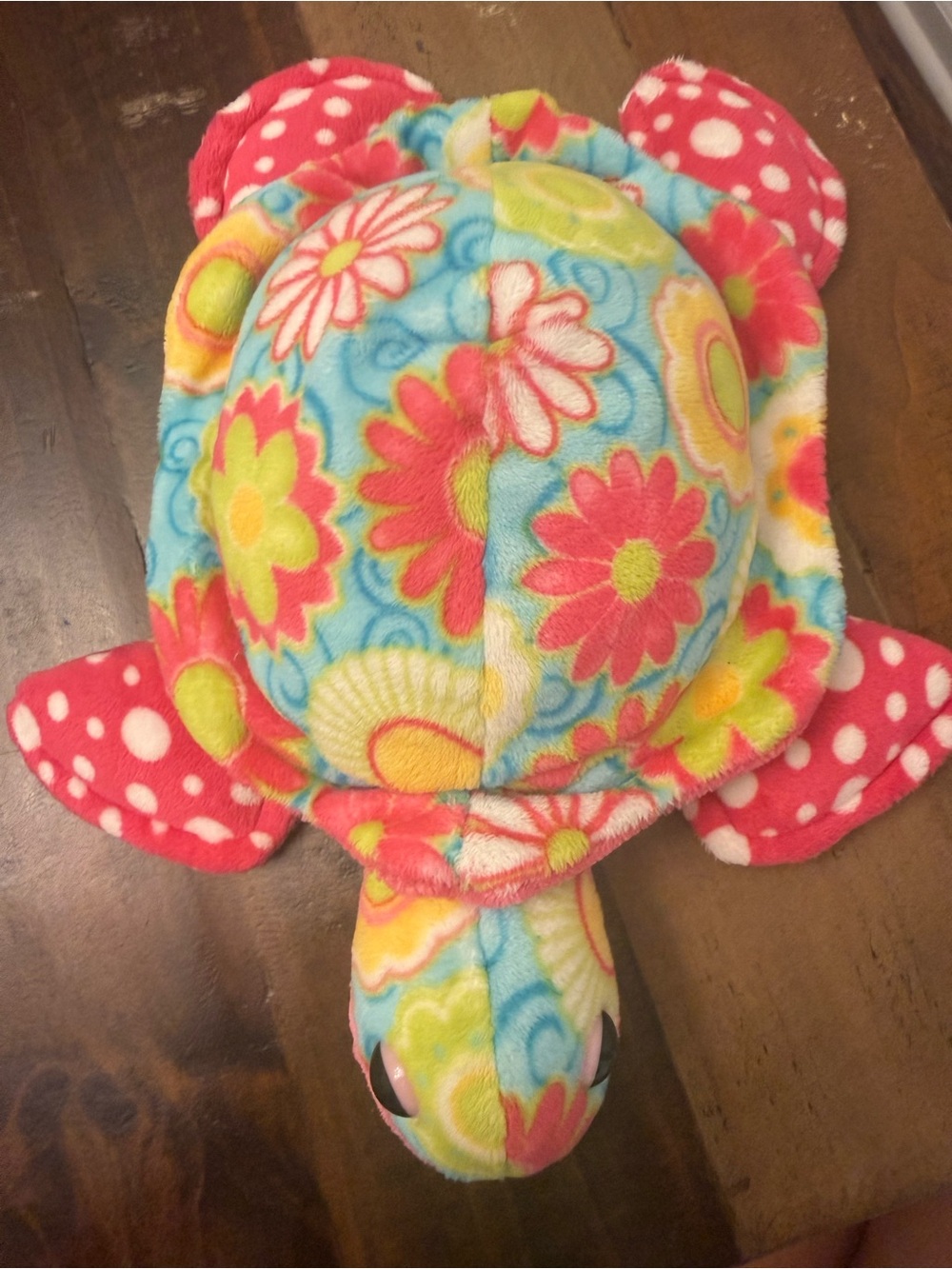 Douglas Cuddle Toy Sea Turtle Plush 12" Floral Pink Polka Dot Stuffed Animal